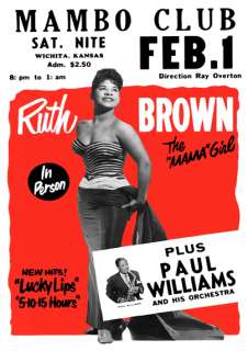 Ruth Brown & Paul Hucklebuck Williams 1950s Concert Poster R&B Rock 