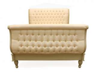 French Bedroom Furniture Cream Upholstered Button Bed Luxury Designer 