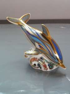 ROYAL CROWN DERBY   STRIPED DOLPHIN   MINT CONDITION  1ST QUALITY GOLD 