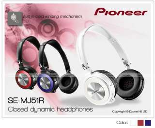 Pioneer SE MJ51R Closed Dynamic Headphones Head Band Sound Isolating 