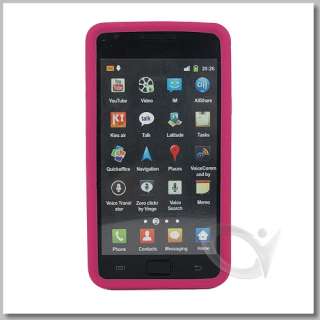 Pink Silicone Case,Screen Protector Galaxy S2 II i9100  