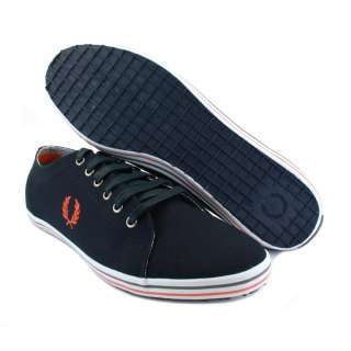 Fred Perry B9114 Kingston Twill Tipped Mens Trainers Navy Red  