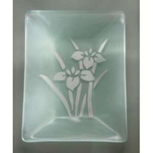  Nature Series Iris rectangular dish Handmade glass 7 3/4 x 