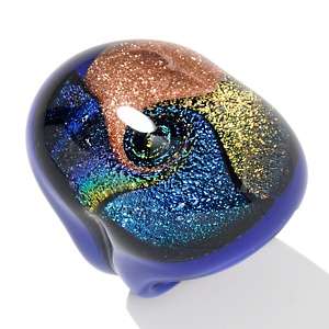 Murano by Manuela Multi Colored Iridescent Blue Glass Ring 