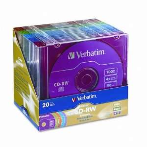  Verbatim® CD RW Discs, 700MB/80min, 4x, Slim Jewel Cases 