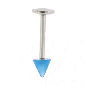 STAINLESS STEEL LABRET BLUE Gauge 16, Ball Size 4mm, Length 8mm 