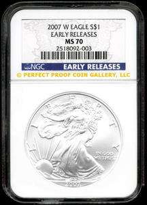 NGC MS70 2007 W EARLY RELEASES SILVER EAGLE MS 70  