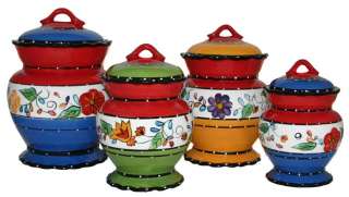 Viva Hand Painted 4 Piece Kitchen Canister Set $130  