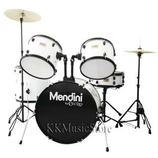 NEW WHITE 5 PIECE COMPLETE DRUM SET+CYMBAL+THRONE+STOOL  