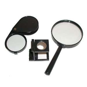  Magnifying Glasses 3 Pc Set   3X 5X 8X Magnifiers