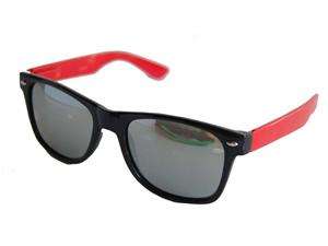    Neon Black Red Arm Mirror Wayfarer Sunglasses