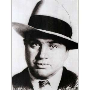 Al Capone Sketch Portrait, Charcoal Graphite Pencil Drawing   Double 