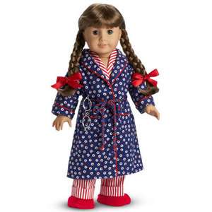 AMERICAN GIRL DOLL MOLLYS ROBE & FUZZY RED SLIPPERS RETIRED EXCELLENT 