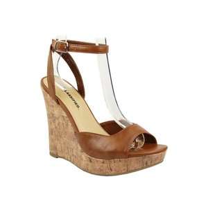   Tan Open toe Classic Wedge with Ankle Strap City Classified  