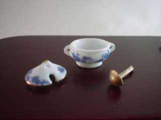 Miniature China Dishes Antique Style Dinnerware Blue Transfer Ware 