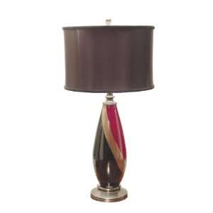   Table Lamp, Dark Antique Bronze and Fabric Shade