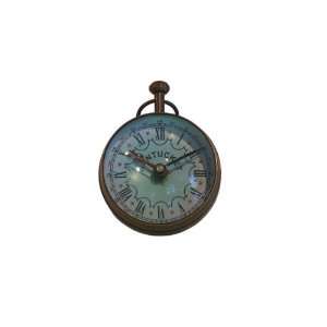  Antique Brass Paperweight Clock with Nantucket Text Face 