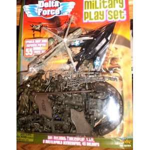   MILITARY PLAY SET WITH STEALTH, HELICOPTER AND GREEN ARMY MEN Toys