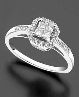 14k White Gold Ring, Diamond (1/4 ct. t.w.)   Right Hand Diamond Rings 