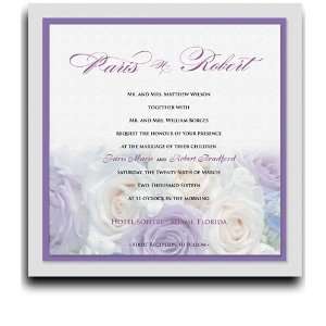  180 Square Wedding Invitations   Rose Lavender White 