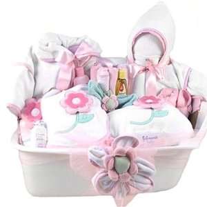 Pampered New Baby Girl Bath Time Gift Basket   Great Shower Gift Idea 
