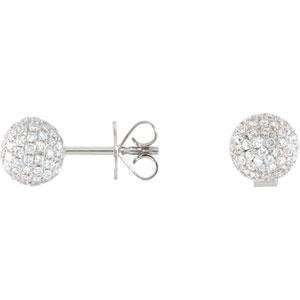   Diamond Pave Ball Earrings in 18k White Gold (1.16 Ct. tw.) Jewelry