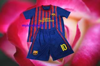 Youth/Kids Barcelona 2011 12 Messi Soccer Jersey Set  