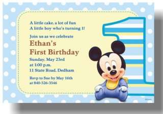Disney Baby Mickey Mouse First 1st birthday party Invitations 