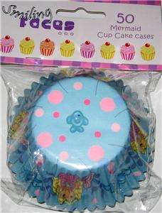 PACK OF 50 CUP CAKE CASES MERMAID CHILDRENS BIRTHDAY  