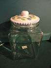 LARGE CLEAR GLASS LIDDED BISCOTTI CANISTER / COOKIE JAR ITALY Pier One 