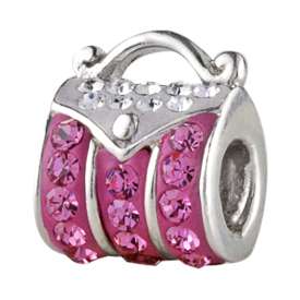 Silverado Handbag Bling Pink CZ European Bead Charm  