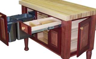 Amish Butcher Block Kitchen Island Solid Wood Red Snack Bar Baking 
