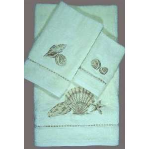  Croscill Key Largo 3 Piece Bath Towel Set Blue Seashells 