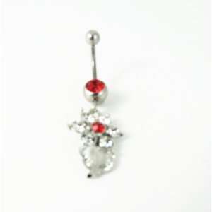 Belly Ring Flower Dangle with AB and Red Stones 14G Belly Piercing + 1 
