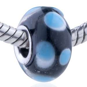   Bead Blue Spot White Halo Fit Pandora Bead Charm Bracelet Pugster