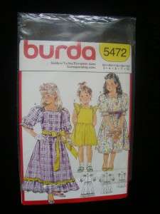 BURDA #5472 GIRLS PARTY DRESS SEWING PATTERN SZ 3 10  