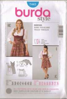 Burda Sewing Pattern Ms Dirndl Dress Apron Blouse German Folkwear 
