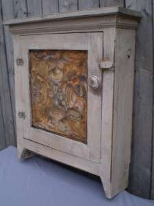 Vintage Shabby Rusty Wall Cabinet SHELF RACK Scroll B  