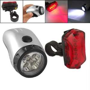  Como Bicycle White LED Head Light Red Rear Lamp w Mount Clip 