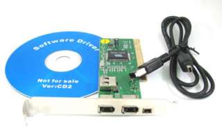 PCI FireWire IEEE 1394 3 & 1 Port Card & 4/6 Pin Cable  