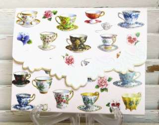 Carol Wilson China Tea Cup Boxed Set 10 Ct Embossed Note Card SNP2049 