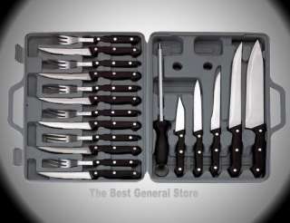 19pc Picnic Cutlery Set & Case Camping Kitchen RV NEW  