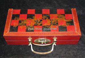 Chinese dragon phoenix design chess leather box  