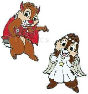 Disney Pin DLR  Chip And Dale Angel And Devil Set of 2  