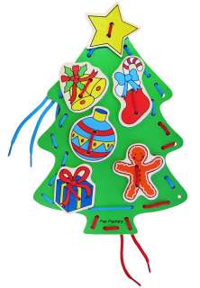 CHRISTMAS TREE LACING Wooden Toy for Fine Motor Skills  