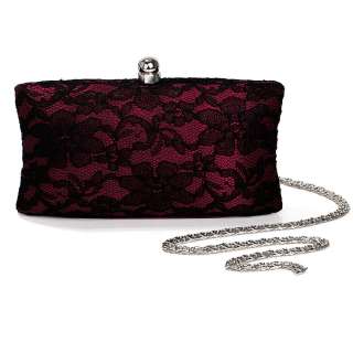   Satin Black Lace Delicate Wedding/Evening Hard Clutch Purse Bag  