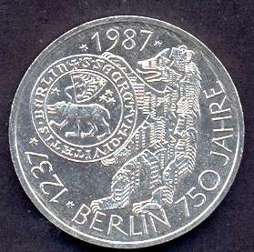 GERMANY SILVER COIN,10 MARK 1987 ,CV$85  