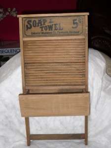 Antique Colonial Washboard Rustic Primitive Wood Wooden Soap Towel 