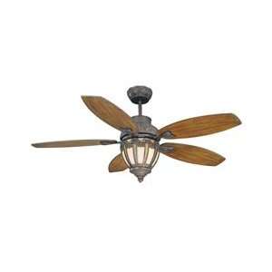   House Tapestry Leaves Ceiling Fan Bark & Gold Hand Held Remote Control