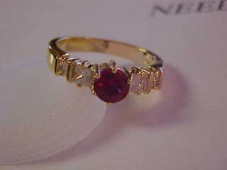   RED RUBY CUBIC ZIRCONIA ROUND CUT DESIGNS GOLD PLATED RING s 6  